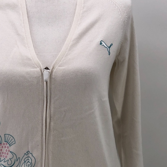 Puma Zip Front Cream and Turquoise Jacket L - Picture 5 of 8